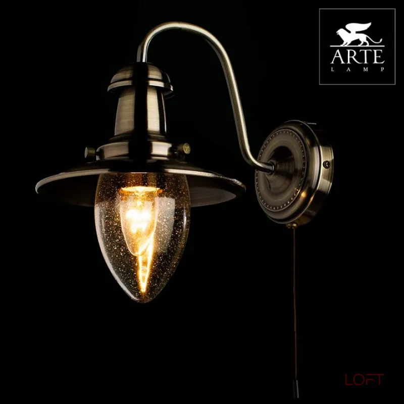 Бра Arte Lamp Fisherman A5518AP-1AB Цвет арматуры бронза Цвет плафонов прозрачный
