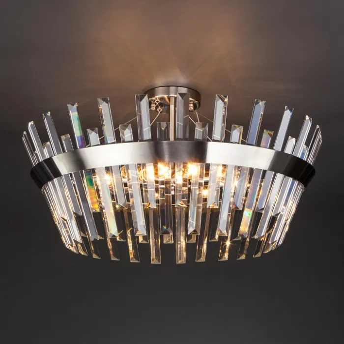 Светильник на штанге TK Lighting Steccato 10111/8 сатин-никель / прозрачный хрусталь Strotskis Цвет арматуры никель Цвет плафонов прозрачный от ImperiumLoft