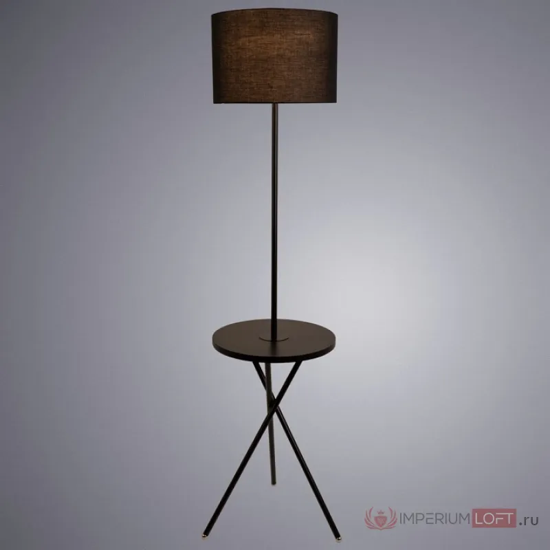 Торшер с полкой Arte Lamp Combo A2070PN-1BK Цвет плафонов черный Цвет арматуры черный от ImperiumLoft
