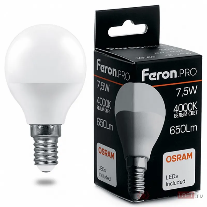 Лампа светодиодная Feron LB-1407 E14 7.5Вт 4000K 38072 от ImperiumLoft