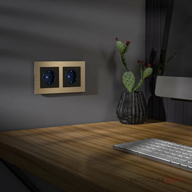 Розетка с заземлением с подсветкой без рамки Werkel черный W1171408 от ImperiumLoft