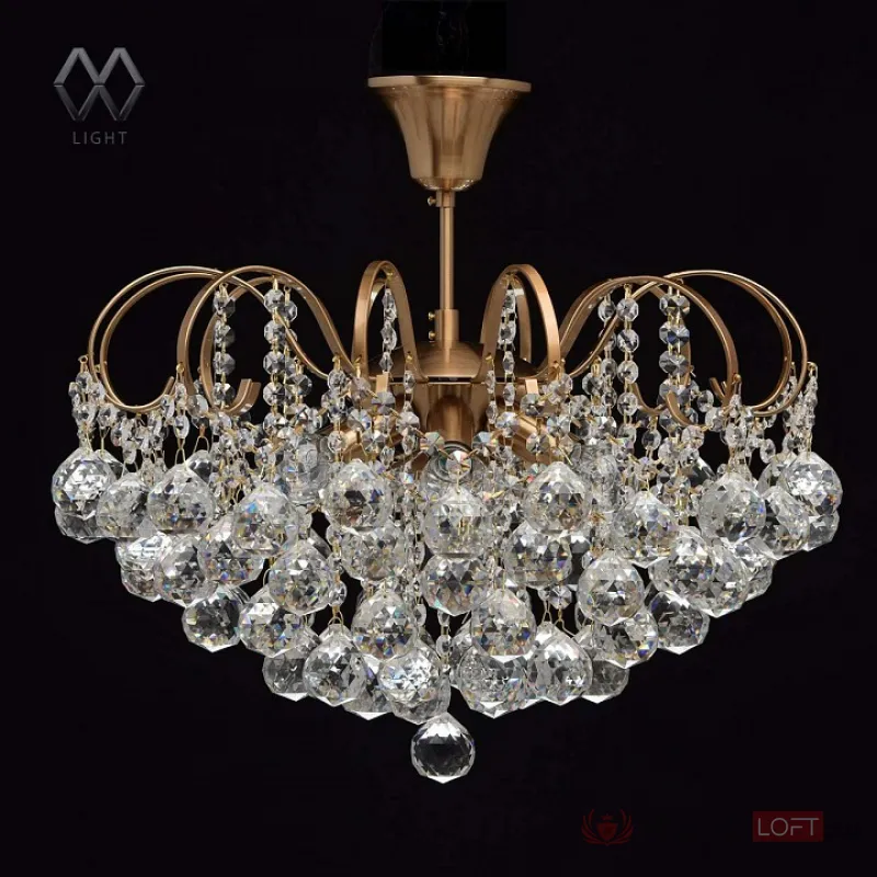 Люстра на штанге MW-Light Жемчуг 1 232016506 Цвет арматуры латунь Цвет плафонов прозрачный от ImperiumLoft