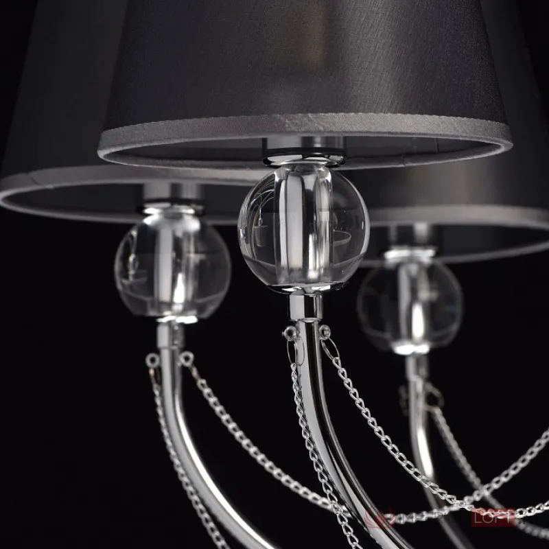 Люстра на штанге MW-Light Федерика 84 684010305 Цвет арматуры хром Цвет плафонов черный от ImperiumLoft