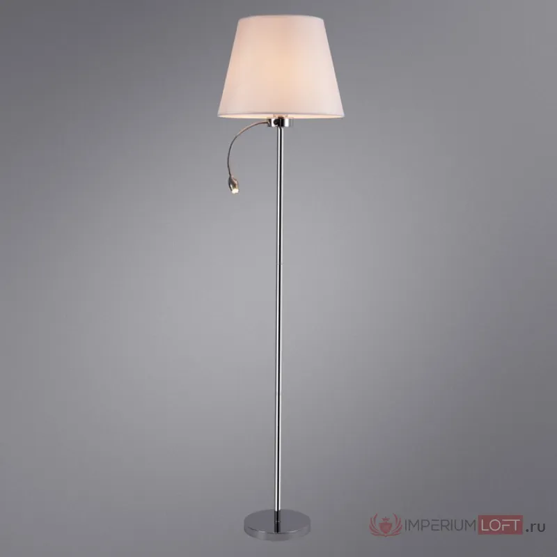 Торшер с подсветкой Arte Lamp Elba A2581PN-2CC Цвет арматуры Серый Цвет плафонов Белый от ImperiumLoft