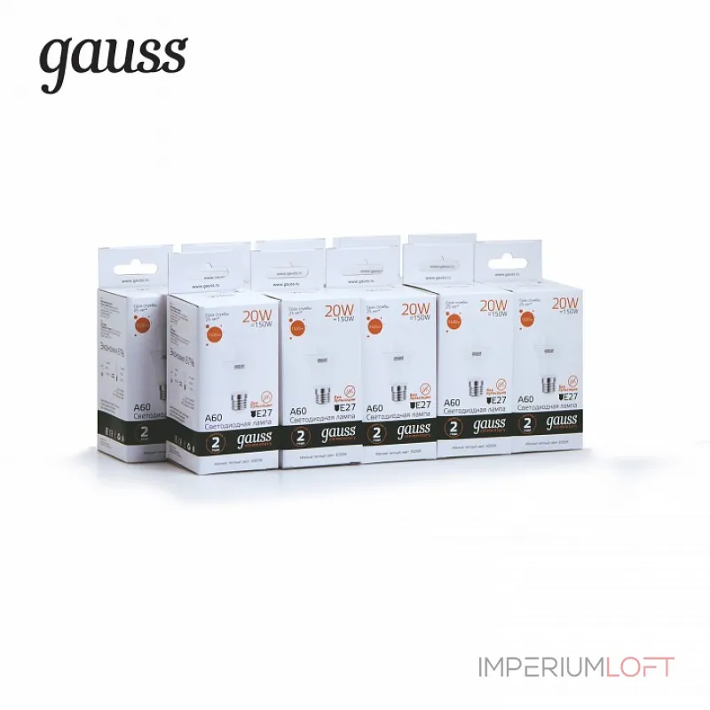 Лампа светодиодная Gauss E27 20Вт 3000K 23219