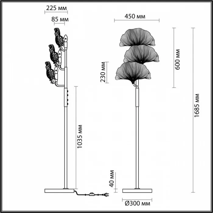 Торшер Odeon Light Ventaglio 4870/3F от ImperiumLoft