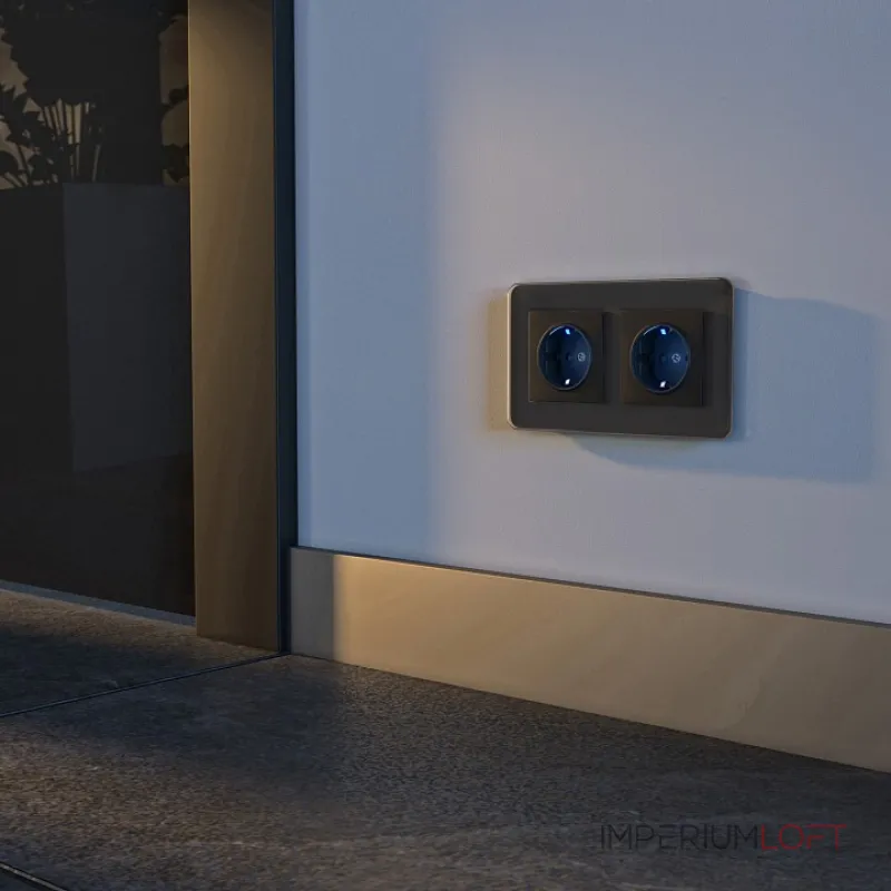 Розетка с заземлением с подсветкой без рамки Werkel черный W1171408 от ImperiumLoft