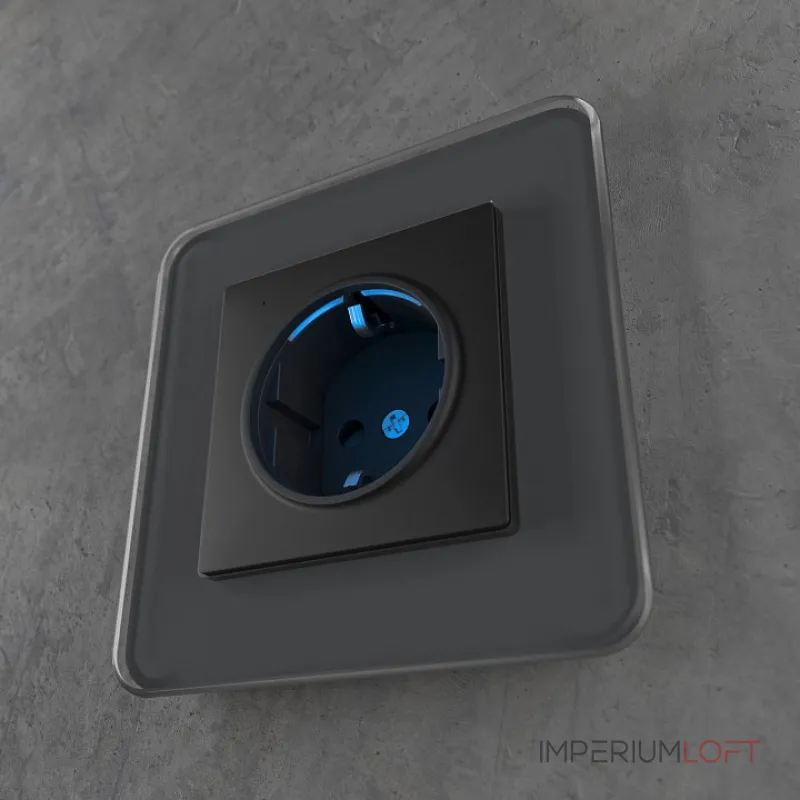 Розетка с заземлением с подсветкой без рамки Werkel черный W1171408 от ImperiumLoft