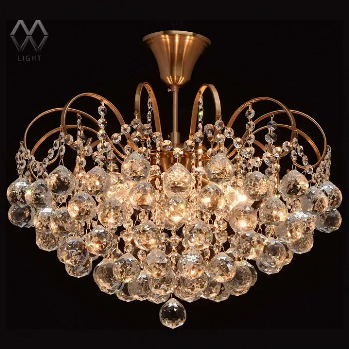 Люстра на штанге MW-Light Жемчуг 1 232016506 Цвет арматуры латунь Цвет плафонов прозрачный от ImperiumLoft