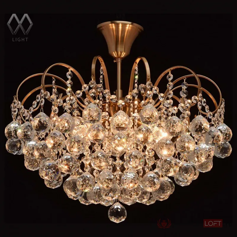 Люстра на штанге MW-Light Жемчуг 1 232016506 Цвет арматуры латунь Цвет плафонов прозрачный от ImperiumLoft