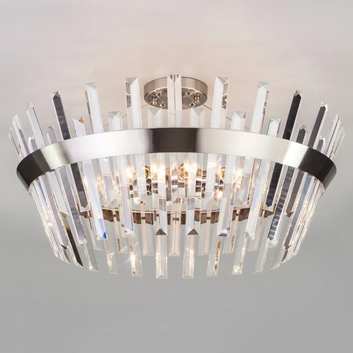 Светильник на штанге TK Lighting Steccato 10111/8 сатин-никель / прозрачный хрусталь Strotskis Цвет арматуры никель Цвет плафонов прозрачный от ImperiumLoft