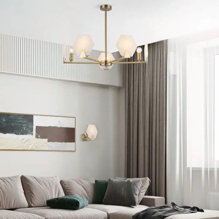 Люстра на штанге Eurosvet Marble 60158/5 латунь от ImperiumLoft