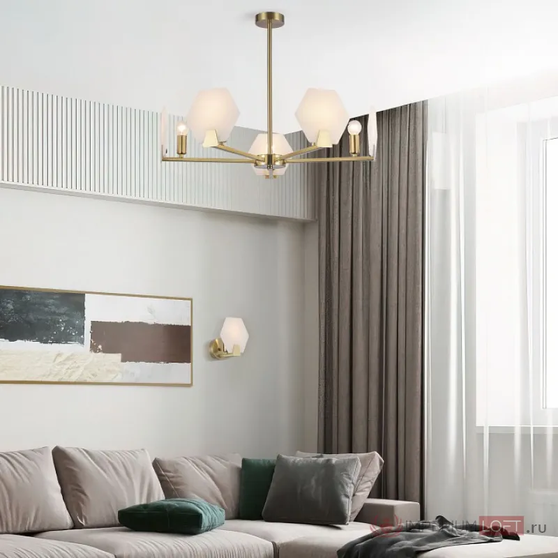 Люстра на штанге Eurosvet Marble 60158/5 латунь от ImperiumLoft