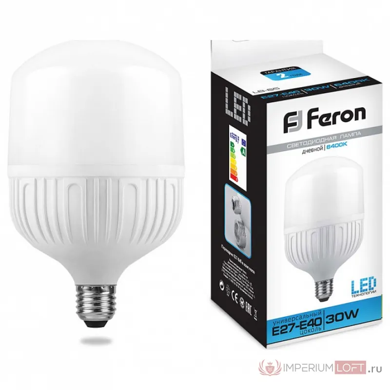 Лампа светодиодная Feron LB-65 E27-E40 30Вт 6400K 25537 Цвет арматуры белый от ImperiumLoft