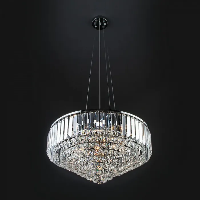 Подвесная люстра Eurosvet Torreta 10105/9 хром/прозрачный хрусталь Strotskis от ImperiumLoft