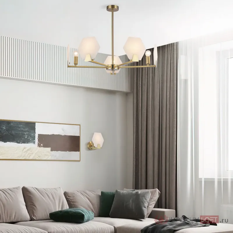 Люстра на штанге Eurosvet Marble 60158/5 латунь от ImperiumLoft
