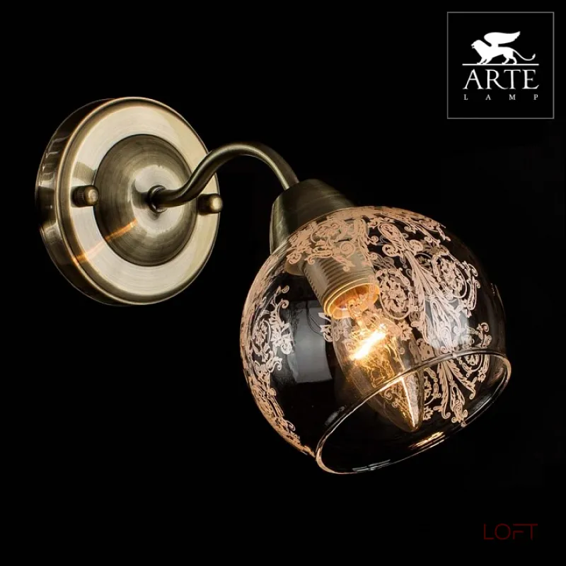 Бра Arte Lamp Martina A1292AP-1AB Цвет арматуры бронза Цвет плафонов прозрачный