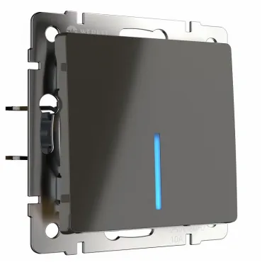 Выключатель проходной одноклавишный с подсветкой без рамки Werkel WL07-SW-1G-2W-LED (серо-коричневый) Цвет арматуры коричневый Цвет плафонов прозрачный