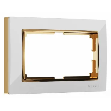 Рамка для двойной розетки Werkel Snabb белый / золото W0081933 Цвет арматуры золото от ImperiumLoft