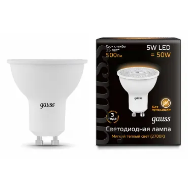 Лампа светодиодная Gauss GU10 5Вт 3000K 101506105 от ImperiumLoft