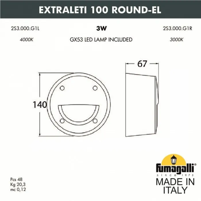 Встраиваемый светильник Fumagalli Extraleti 2S3.000.000.LYG1L от ImperiumLoft