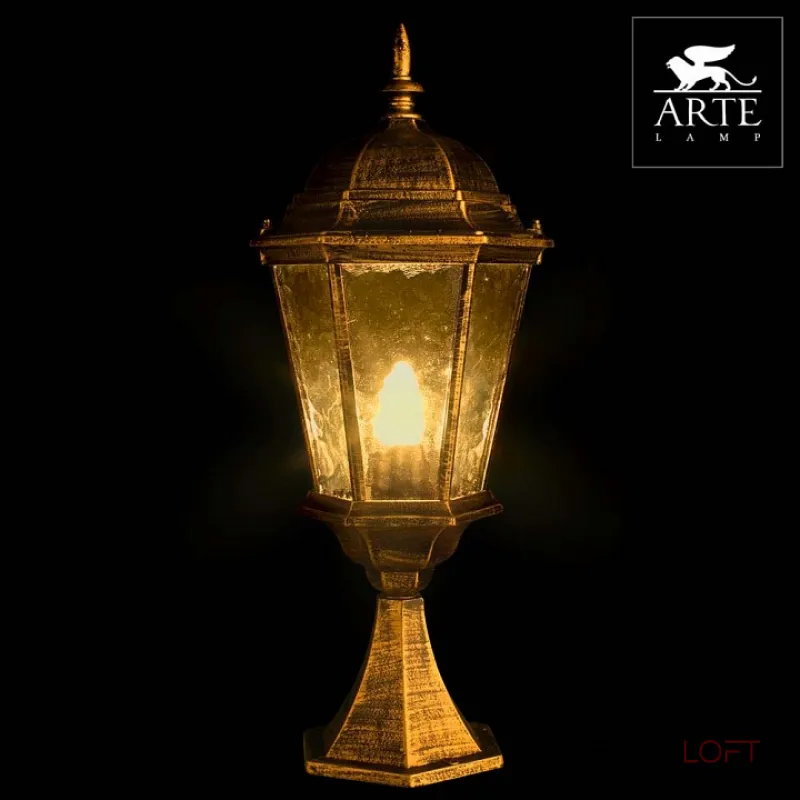 Наземный низкий светильник Arte Lamp Genova A1204FN-1BN Цвет арматуры золото Цвет плафонов прозрачный
