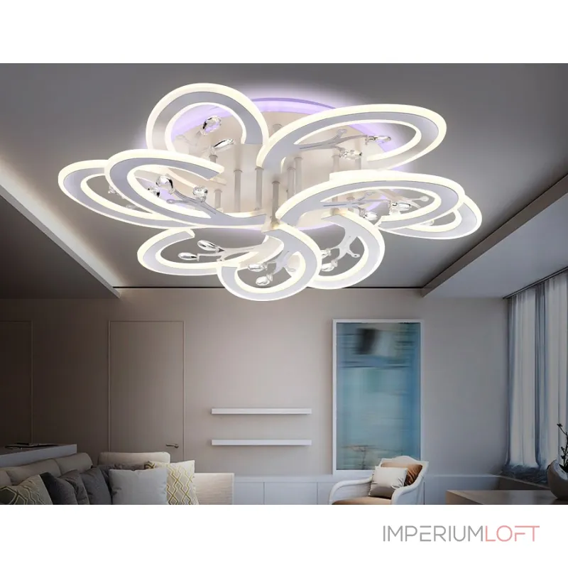 Накладной светильник Ambrella Original 2 FA513/6+3 WH белый 216W 680*650*120 (ПДУ РАДИО 2.4G) Цвет арматуры белый Цвет плафонов белый