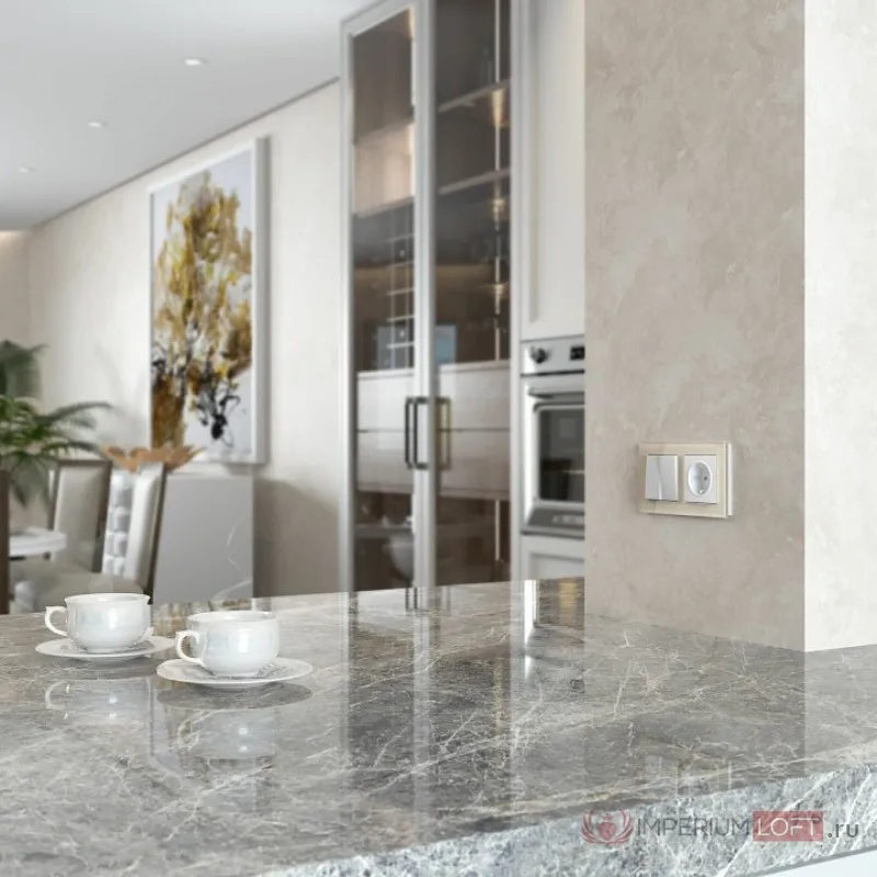 Выключатель двухклавишный без рамки Werkel Белые матовые W1120061 от ImperiumLoft