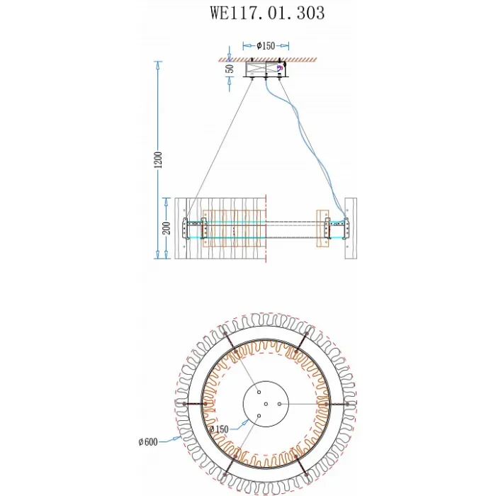 Подвесной светильник Wertmark Patricia WE117.01.303 от ImperiumLoft