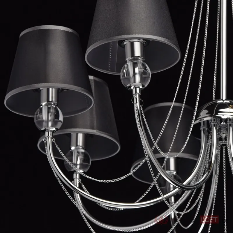 Люстра на штанге MW-Light Федерика 84 684010408 Цвет арматуры хром Цвет плафонов черный от ImperiumLoft