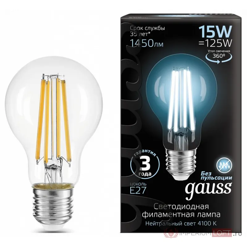 Лампа светодиодная Gauss Filament 102902215 от ImperiumLoft