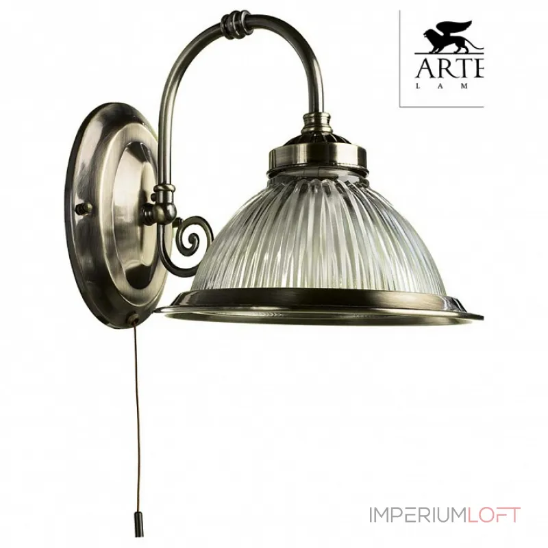 Бра Arte Lamp American Diner A9366AP-1AB Цвет арматуры бронза Цвет плафонов прозрачный