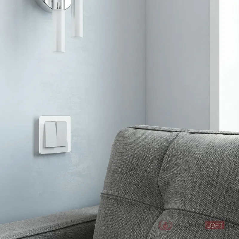 Выключатель двухклавишный без рамки Werkel Белые матовые W1120061 от ImperiumLoft