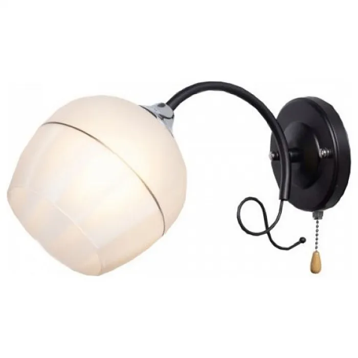 Бра Imex 3314 MD.3314-1-W BK+CH цвет арматуры черный цвет плафонов белый от ImperiumLoft