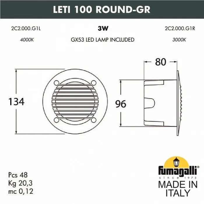 Встраиваемый светильник Fumagalli Leti 2C2.000.000.AYG1L от ImperiumLoft