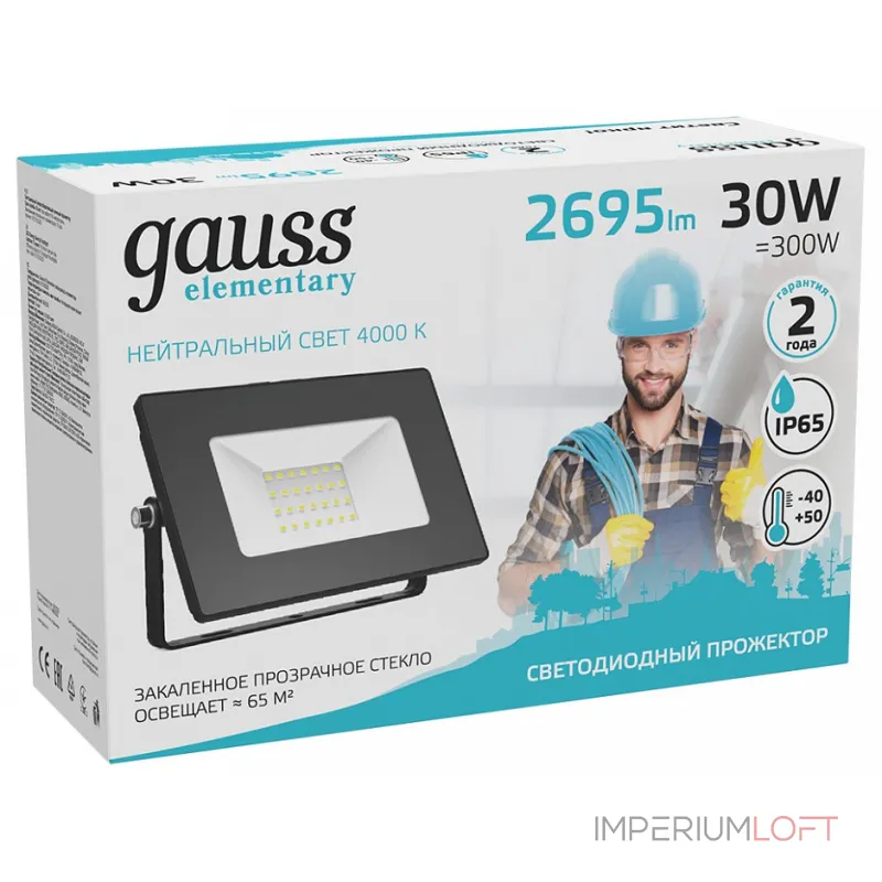 Настенно-потолочный прожектор Gauss Elementary 613100230 Цвет плафонов прозрачный Настенно-потолочный прожектор Gauss Elementary 613100230 Цвет плафонов прозрачный