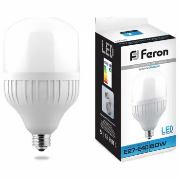Лампа светодиодная Feron Saffit LB-65 E27-E40 60Вт 6400K 25782 Цвет арматуры белый Цвет плафонов хром от ImperiumLoft