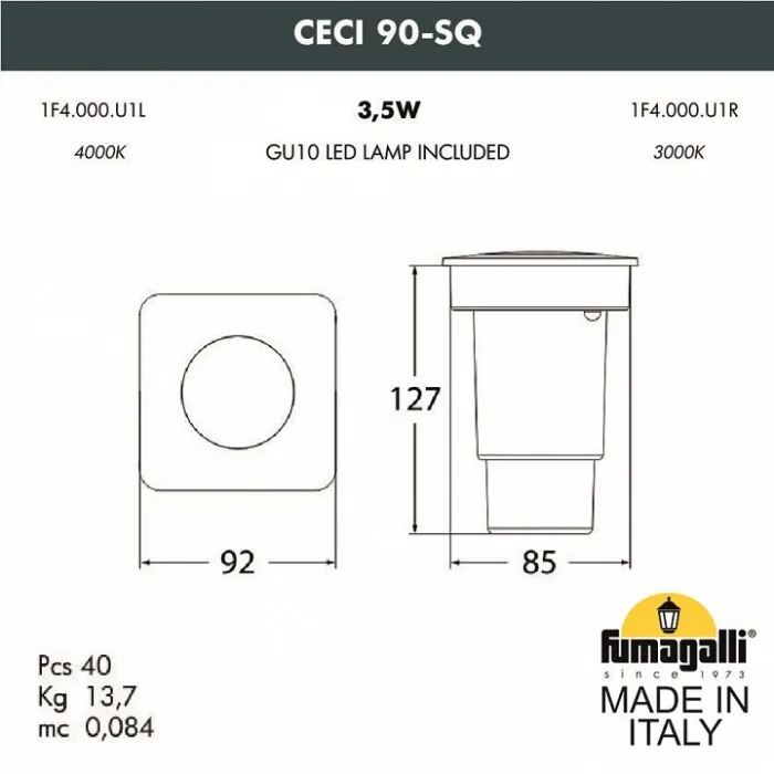Встраиваемый в дорогу светильник Fumagalli Ceci 1F4.000.000.LYU1L от ImperiumLoft