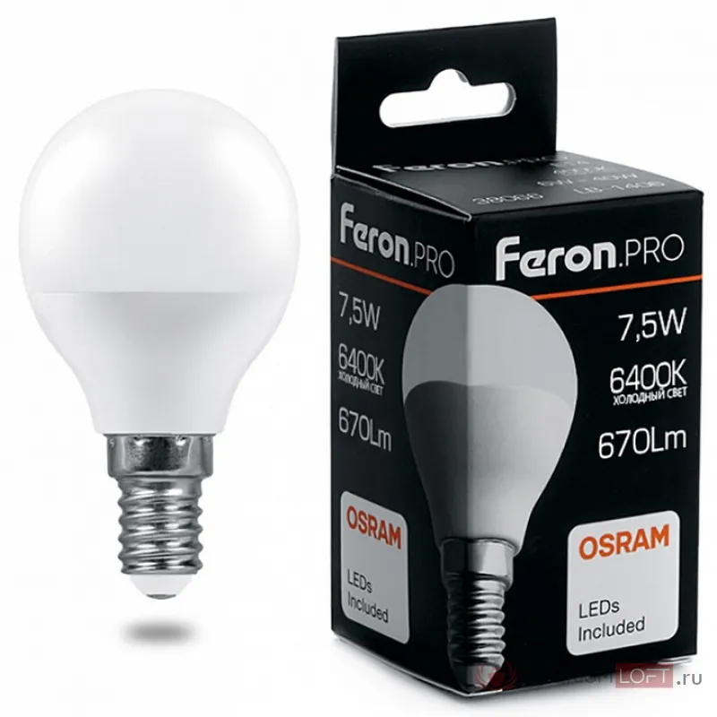 Лампа светодиодная Feron LB-1407 E14 7.5Вт 6400K 38073 от ImperiumLoft