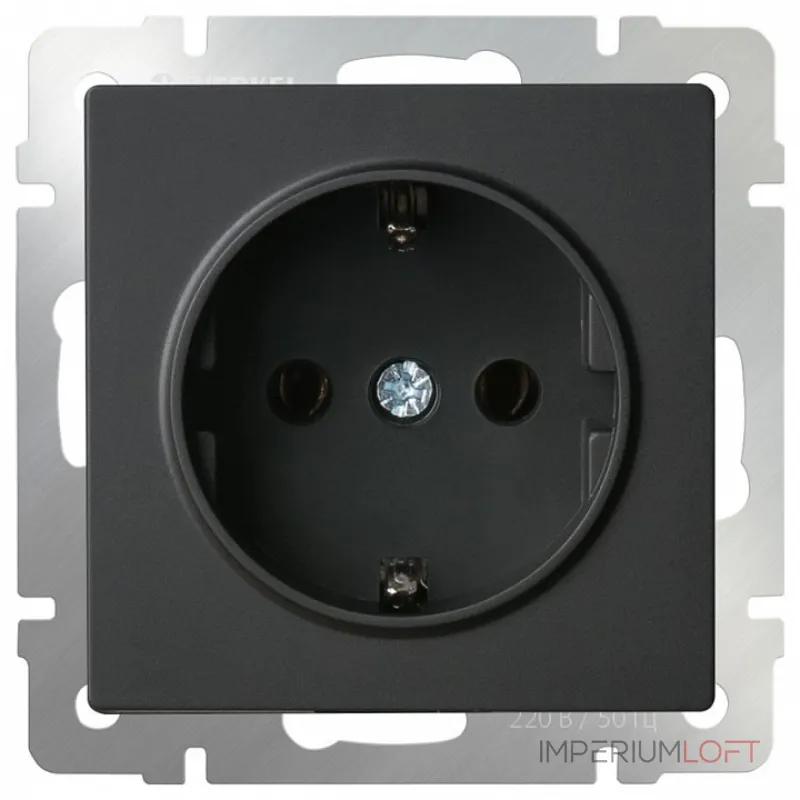 Розетка с заземлением и шторками, без рамки Werkel Черный матовый W1171108 Розетка с заземлением и шторками, без рамки Werkel Черный матовый W1171108