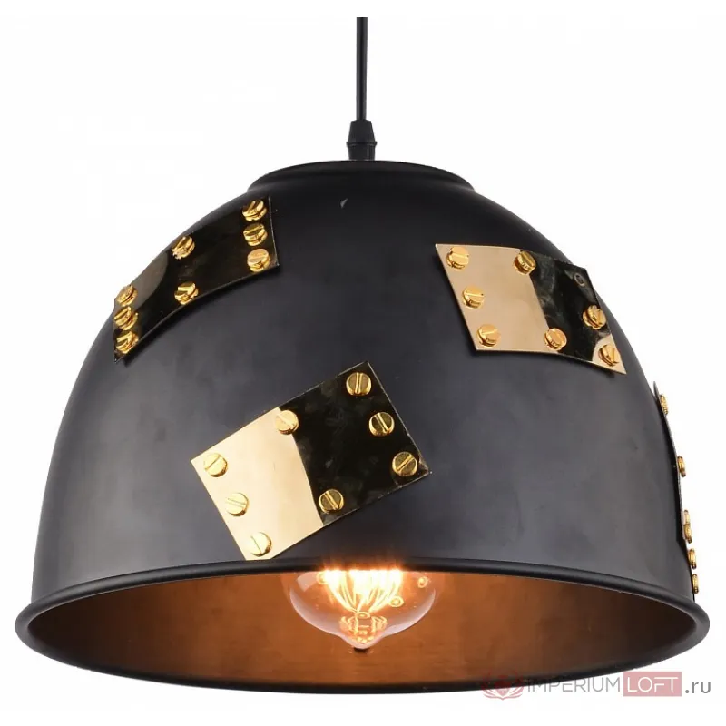 Подвесной светильник Arte Lamp Eurica A6023SP-1BK Цвет арматуры черный Цвет плафонов золото от ImperiumLoft