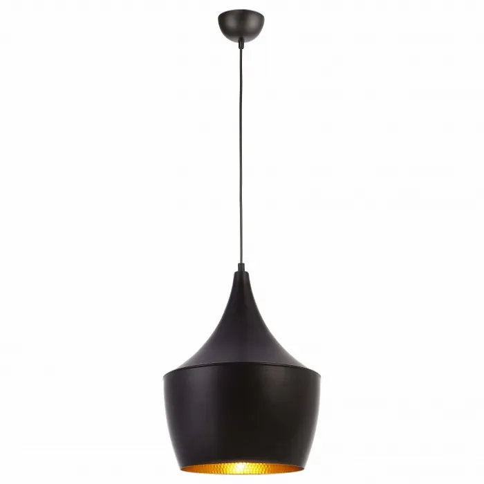 Подвесной светильник Arte Lamp Capello A3407SP-1BK Цвет арматуры черный Цвет плафонов золото от ImperiumLoft