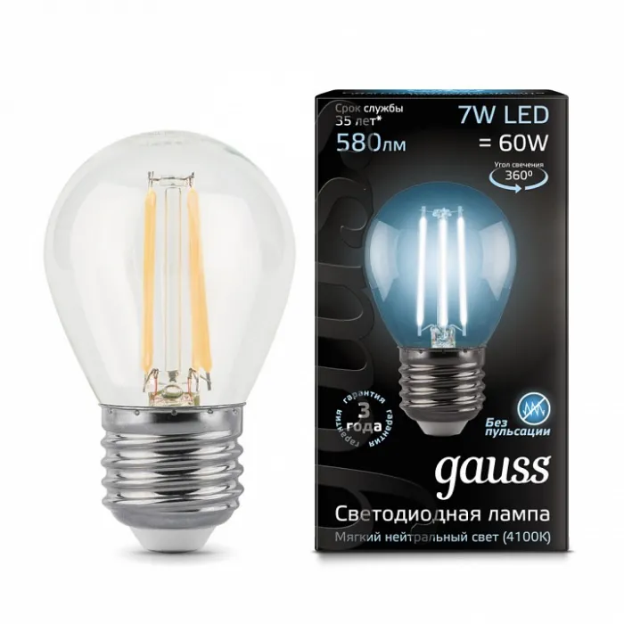 Лампа светодиодная Gauss 1058 E27 7Вт 4100K 105802207 от ImperiumLoft