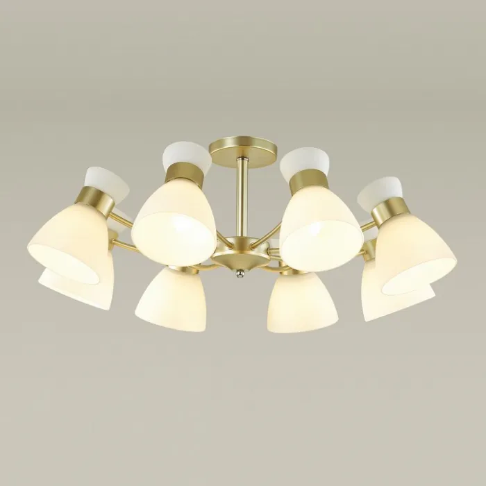 Люстра на штанге Lumion Wilma 4535/8C Цвет плафонов белый Цвет арматуры латунь от ImperiumLoft