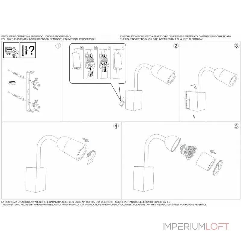Настенный светильник Ideal Lux Loop LOOP AP1 BIANCO