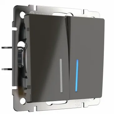 Выключатель проходной двухклавишный с подсветкой без рамки Werkel WL07-SW-2G-2W-LED (серо-коричневый) Цвет арматуры коричневый Цвет плафонов прозрачный