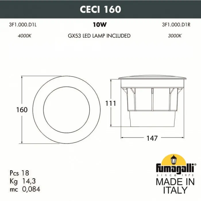 Встраиваемый в дорогу светильник Fumagalli Ceci 3F1.000.000.AYD1L от ImperiumLoft