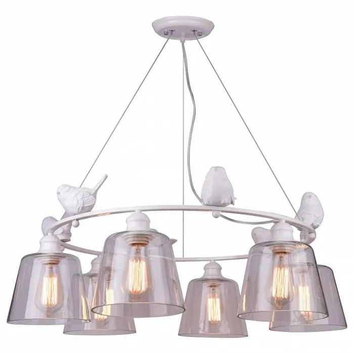 Подвесная люстра Arte Lamp Passero A4289LM-6WH Цвет арматуры белый Цвет плафонов прозрачный от ImperiumLoft