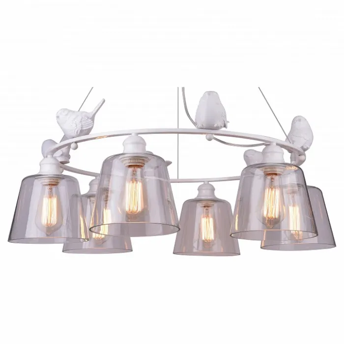 Подвесная люстра Arte Lamp Passero A4289LM-6WH Цвет арматуры белый Цвет плафонов прозрачный от ImperiumLoft