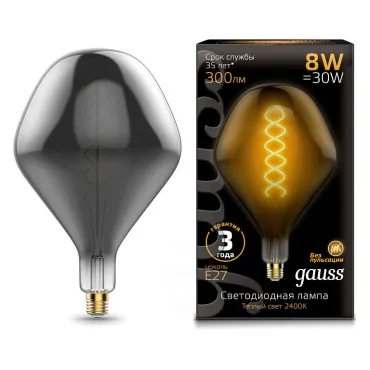 Лампа светодиодная Gauss LED Vintage Filament Flexible E27 8Вт 2400K 163802008 Цвет арматуры черно-белый